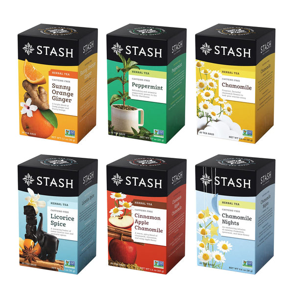 Stash Tea Soothing Herbal Tea 6 Flavor Variety Pack, 6 Boxes With