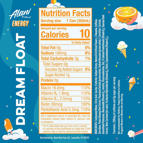 (Pack 12) Alani Nu Dream Float Sugar Free Energy Drink