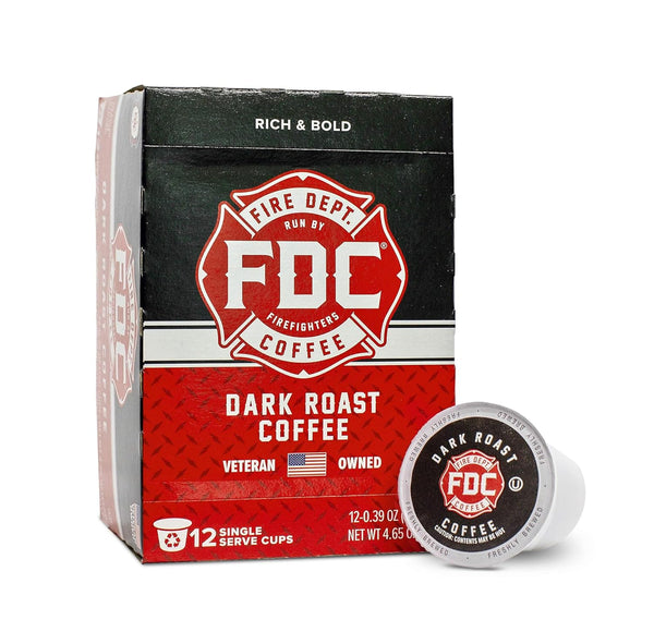 Fire Department Coffee - Dark Roast Coffee Pods, Bold & Strong, 12 Single Pods
