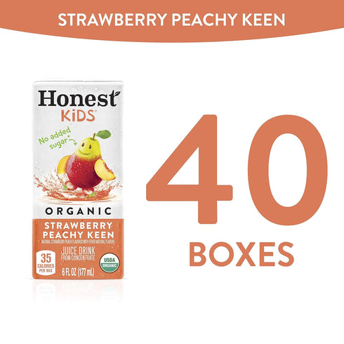 6 oz, 8 Pack, 5 Sets Honest Kids Strawberry Peachy Keen Cartons, fl