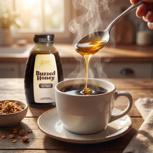4 Ingredients,16 oz (32 Buzzed Honey - Raw Unfiltered Honey with Natural Green Tea Caffeine, Caffeinated Honey