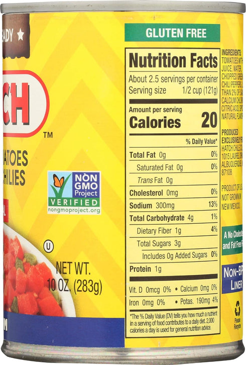 Hatch Farms 10-Ounce (Pack 12) Hatch Tomatoes Diced with Green Chilies, Medium
