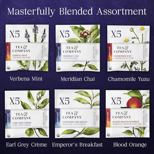 30 Count 6 Mighty Leaf Tea and Company Organic Tea Sampler Silken Tea Bags Assorted Flavors: Earl Grey, Rooibos