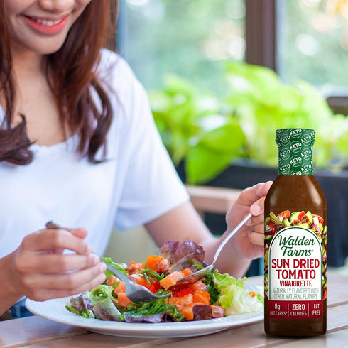 12 oz 0g Walden Farms Sun Dried Tomato Vinaigrette Dressing Bottle - Sugar Free Net Carbs Condiment - So Tasty on