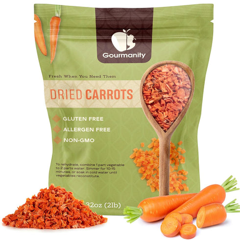 Gourmanity Dried Carrots, 32oz Resealable Bag, Fresh-Tasting and Easy to Use, Adds