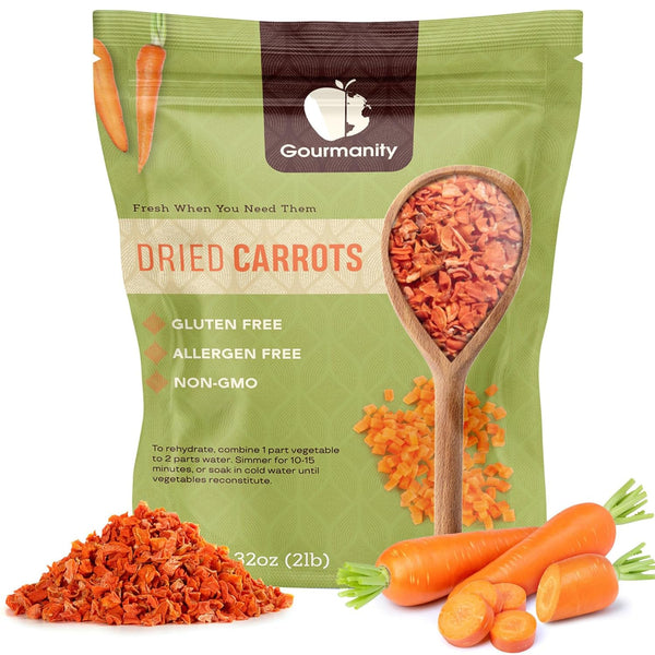 Gourmanity Dried Carrots, 32oz Resealable Bag, Fresh-Tasting and Easy to Use, Adds