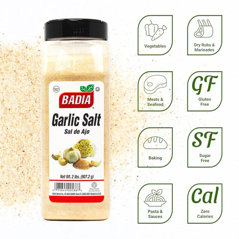 2 lbs Badia Garlic Salt, - Garlic Salt Seasoning, All Purpose Spice Flavor Enhancer, Gluten Free