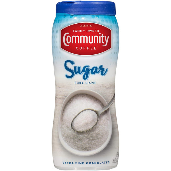 Community Coffee Extra Fine Granulated Sugar, 16 Ounce Can