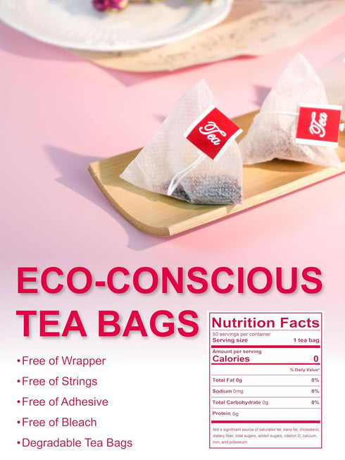 50 Count TeeLux Hibiscus Tea Bags, Natural Hibiscus Flowers Herbal Tea, Caffeine Free, Refreshing Tart Flavor, Hot