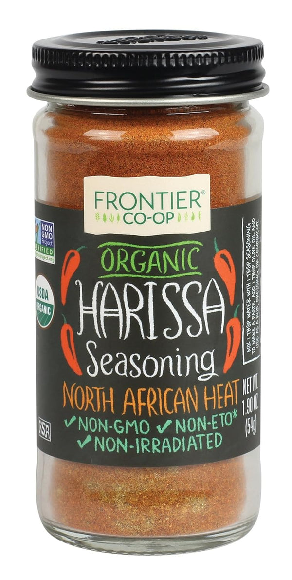 Frontier Co-op Organic Harissa Seasoning, 1.9 oz Bottle, N. African Heat with Chili Peppers, Cayenne, Paprika