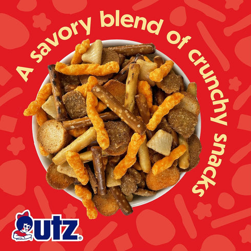 42 Oz. Utz Pub Mix, Barrel, Savory Snack Mix with a Blend of Crunchy Flavors for a Tasty Party Snack, Resealable