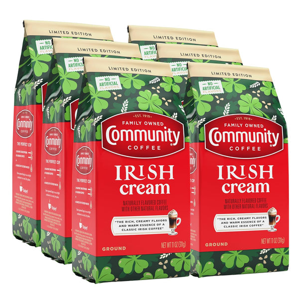 Community Coffee Irish Cream Flavored Ground Coffee, Medium Roast, 11 oz Bag