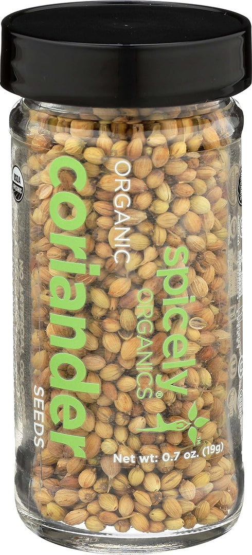 Spicely Organic Coriander Seeds Whole, 0.70 Ounce Jar, Certified Gluten Free