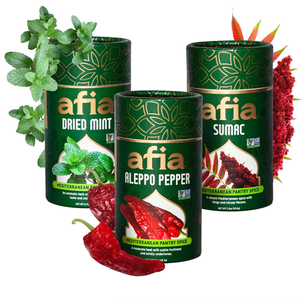 Afia Mediterranean Pantry Spices Gift Set | Aleppo Pepper, Dried Mint &
