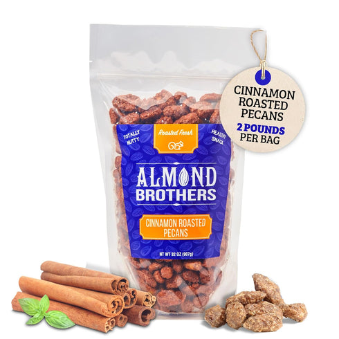 Almond Brothers Cinnamon Roasted Pecans - 2 lb Bag - Hand Crafted