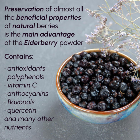 8 oz Elderberry Powder - Pure All Natural Powder for Juice, Tea, Smoothies, Baking, Beverage
