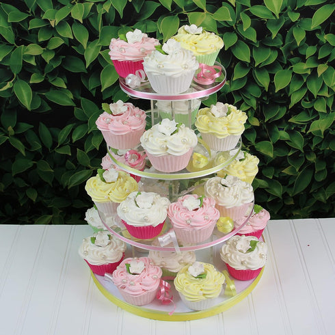 24 Count Global Sugar Art Blossoms and Leaves Edible Sugar Cake & Cupcake Flowers, White, Small Unwired, with Leaves by