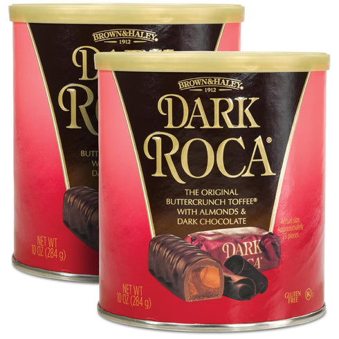 Almond Roca Pack of 2 Canisters - 10oz Individually Wrapped Dark Chocolate