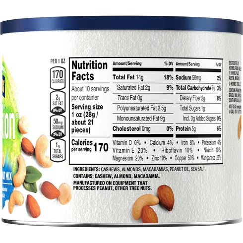 9.75 oz (Pack 3) Planters NUT-rition Wholesome Nut Mix with Cashews, Almonds, and Macadamias, Canister