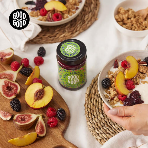12oz 330g (Pack 1) Good Good Forest Fruit Jam - No Added Sugar - Low Calorie - Gluten Free and Vegan - Diabetic
