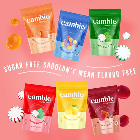 1 lb Cambie Sugar Free Hard Candy, of Sugar Free Candy Individually Wrapped, Cinnamon