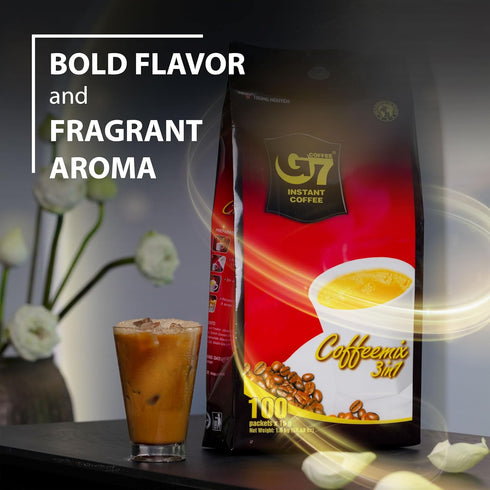 G7 3-in-1 (100 Trung Nguyen Instant Coffee - with NANO+ Technology, Roasted Ground Blend, Non-dairy Creamer & Sugar