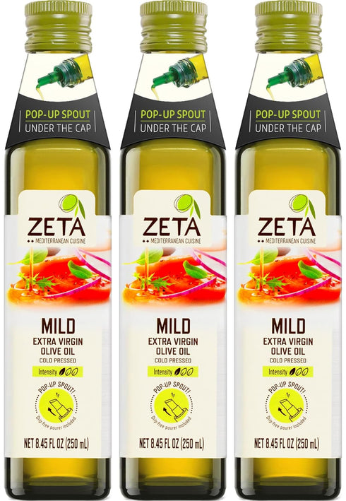 Zeta Extra Virgin Olive Oil, 8.5 fl oz (3 Pack) | Premium Glass