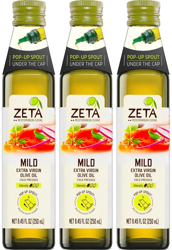 Zeta Extra Virgin Olive Oil, 8.5 fl oz (3 Pack) | Premium Glass
