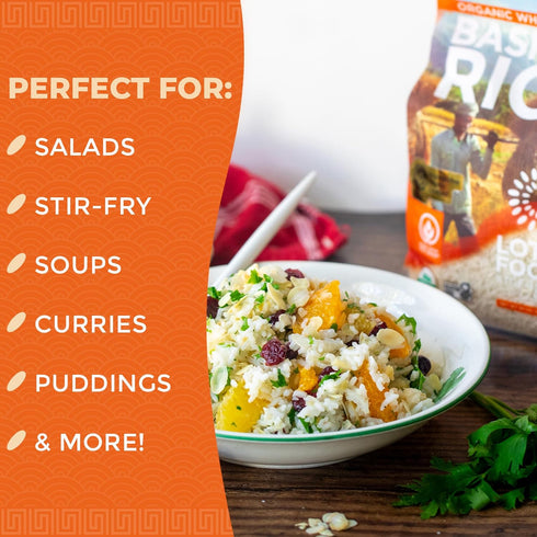30 Oz (Pack 2) Lotus Foods Regenerative Organic White Basmati Rice - Gluten Free Long Grain White Rice, Vegan, Non GMO