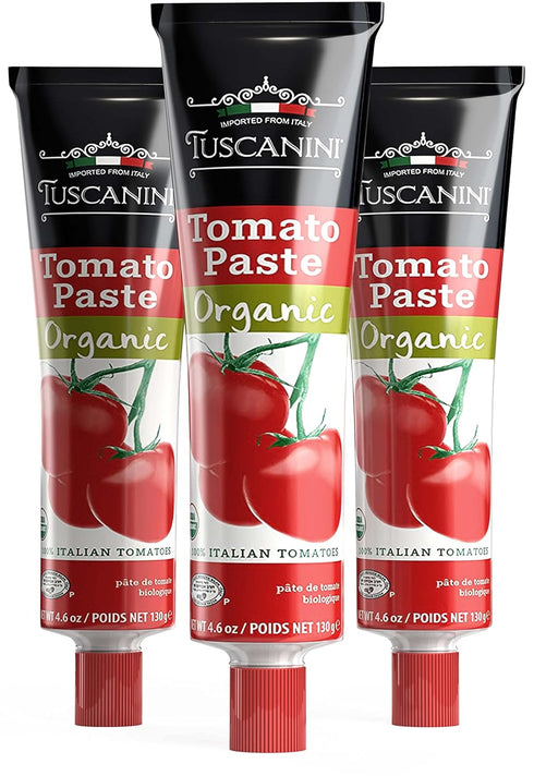 Tuscanini Organic Tomato Paste Tube 4.6oz (3 Pack) | Double Concentrated 100%