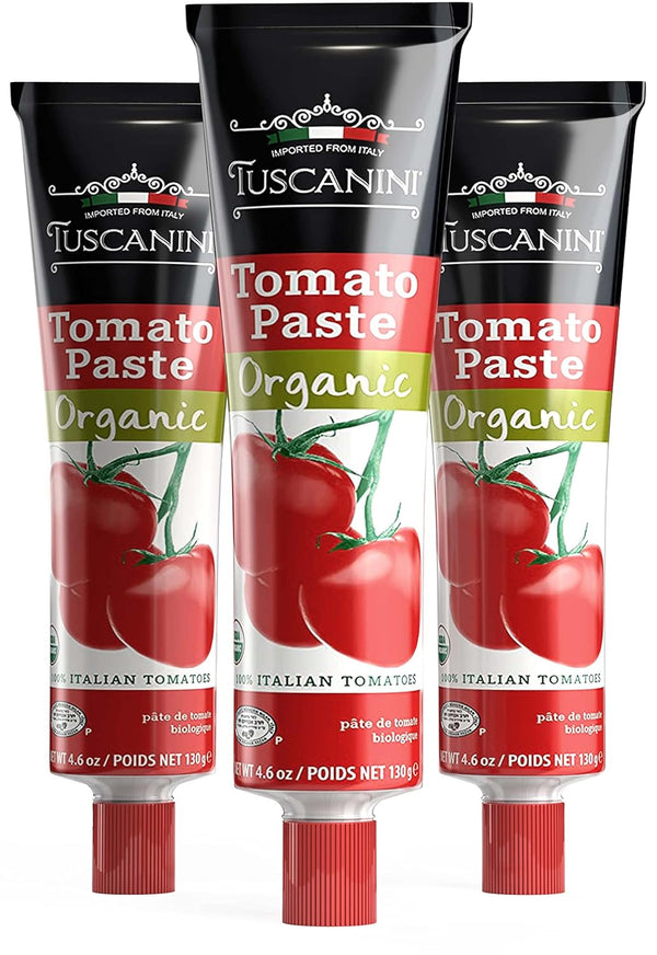 Tuscanini Organic Tomato Paste Tube 4.6oz (3 Pack) | Double Concentrated 100%