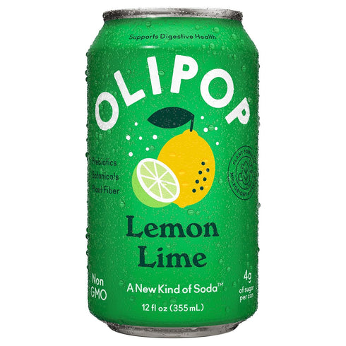 OLIPOP Prebiotic Soda Pop, Lemon Lime, Prebiotics, Botanicals, Plant Fiber, 12 fl