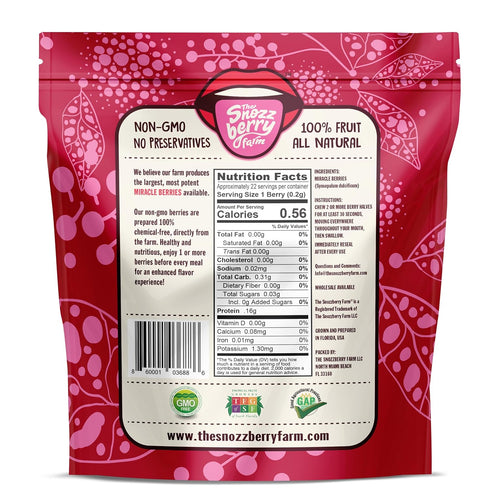 THE SNOZZBERRY FARM Snozzberry 44 Miracle Berries by Farm | berry halves | Freeze-dried, Grown in the USA | Turn Sour
