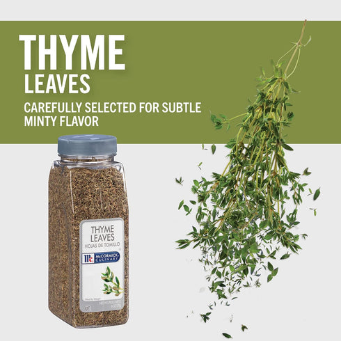 McCormick Culinary Thyme Leaves 6 oz Container for Soups, Meat, and Seafood Entrees