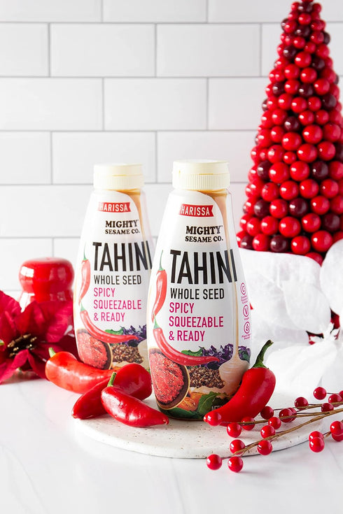 10.9oz Mighty Sesame Co. Harissa Tahini, Spicy Chili Squeezable & Ready Sesame Paste, | Whole Seed, Gluten Free, Vegan