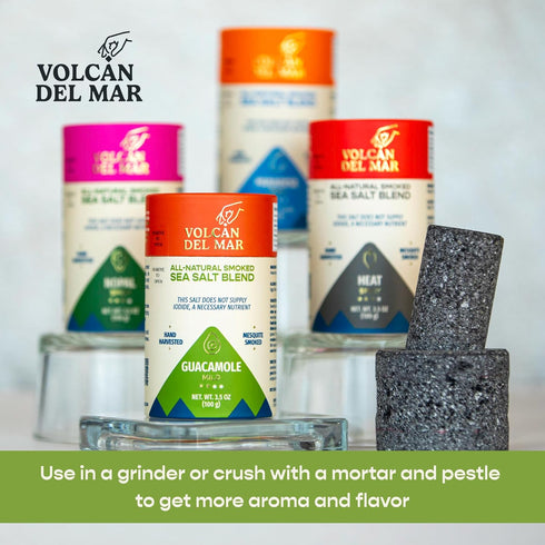 VOLCAN DEL MAR 100% 3.5 oz Mesquite Smoked Sea Salt Blend Unrefined Gourmet Sea Salt Flakes from Mexico Natural