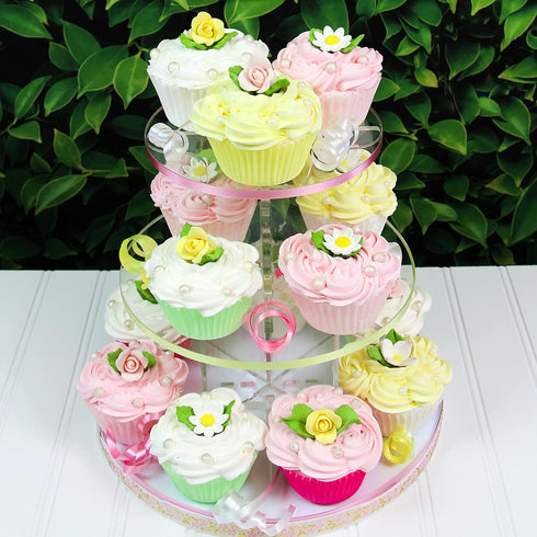 Summer 42 Count 60 Global Sugar Art Blossom, Roses and Leaves Edible Sugar Cake & Cupcake Flowers, Assorted Colors