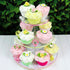 Summer 42 Count 60 Global Sugar Art Blossom, Roses and Leaves Edible Sugar Cake & Cupcake Flowers, Assorted Colors