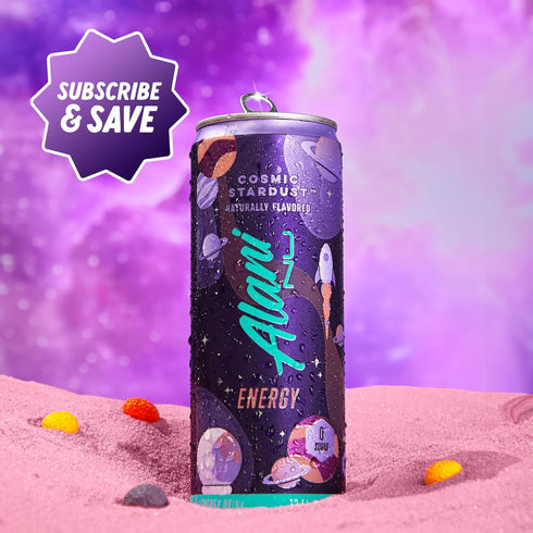 200mg 10 12 Oz 12 Pack Alani Nu COSMIC STARDUST, Sugar Free, Low Calorie Energy Drinks, Caffeine, Biotin, B Vitamins