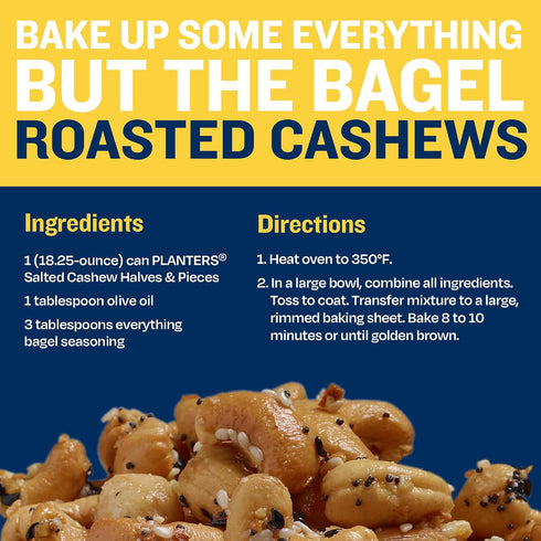 46 oz PLANTERS Cashew Halves & Pieces, Resealable Canister - Roasted in Peanut Oil - Convenient Size Snack - Kosher