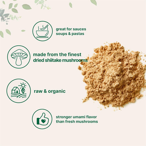 Micro Ingredients Organic Shiitake Mushroom Powder, 8 oz Culinary Superfood for Cooking, Soups & Sauces