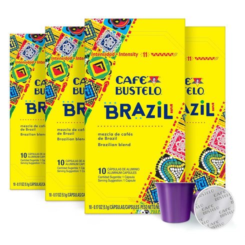 Caf Bustelo Aluminum Espresso Capsules, Brazil Blend, Nespresso Original Line Compatible, Intensity
