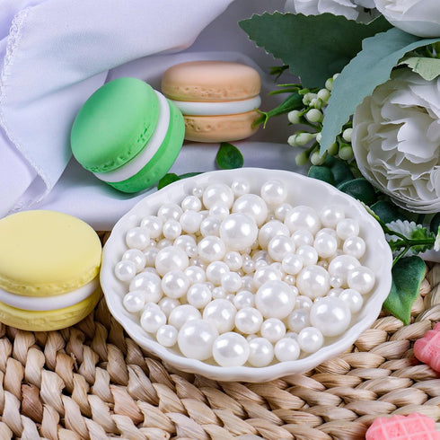 4 130g/4.6oz, (2mm, 4mm, 7mm, 1cm) White Pearl Sprinkles for Cake Decorating, Sizes Sugar Cupcake, Ice Cream, Donuts