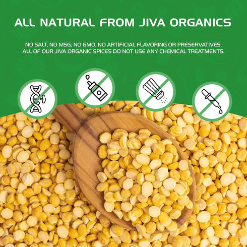 2 Jiva Organic Chana Dal Pound Bag - Non-GMO, Premium, Certified - Split Desi Indian Chickpeas