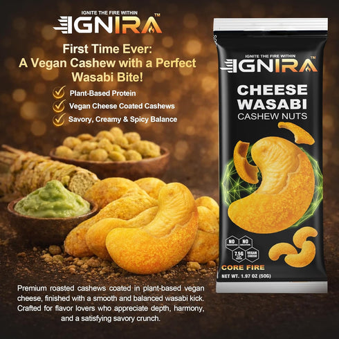 Pack 1 (10.56oz Cheese Wasabi Cashew Nuts Crunchy Roasted Cashew Nuts, Nutrient-Rich Protein-Powered Snack, Flavored