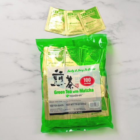 100 02386 1pk MAEDA-EN Sen-cha with Matcha Green Tea Bags Powder Japanese Origin Green Tea Leaves Individually Wrapped