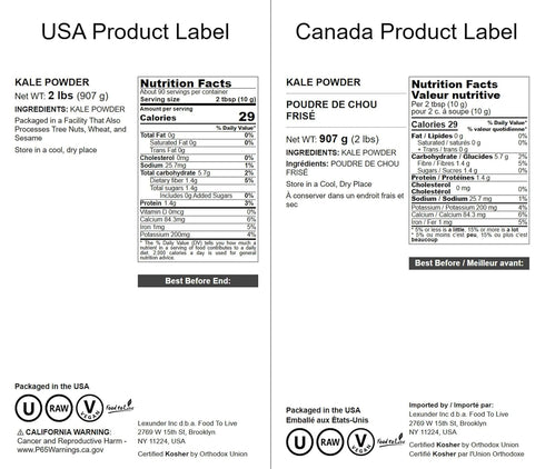 2 Food to Live Kale Powder, Pounds - Made from Raw Dried Whole Leaves, Kosher, Vegan, Bulk, Great for Baking, Juices