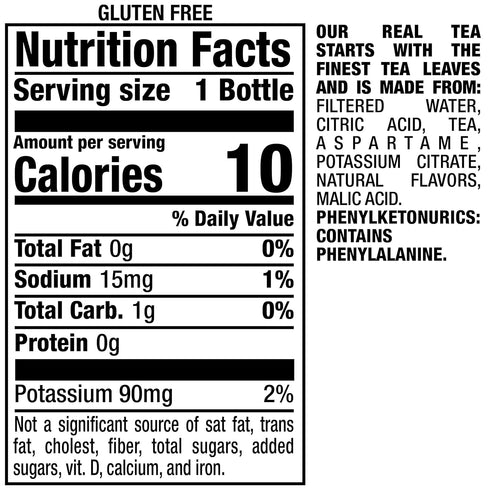 16 oz (Pack 12) Snapple Zero Sugar Peach Tea, fl recycled plastic bottle