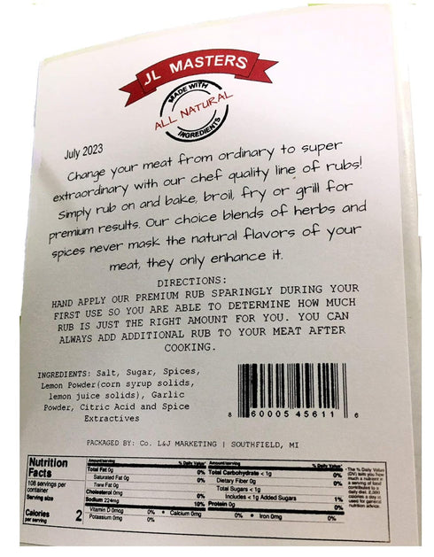 JL Masters Rub-1 package Beef pound