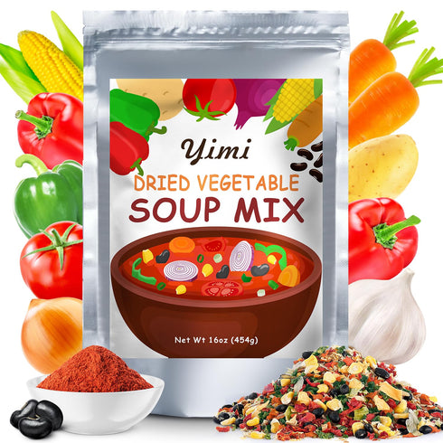 Yimi Spicy Ramen Toppings, Dehydrated Freeze Dried Vegetables Mix, Black Beans Tortilla